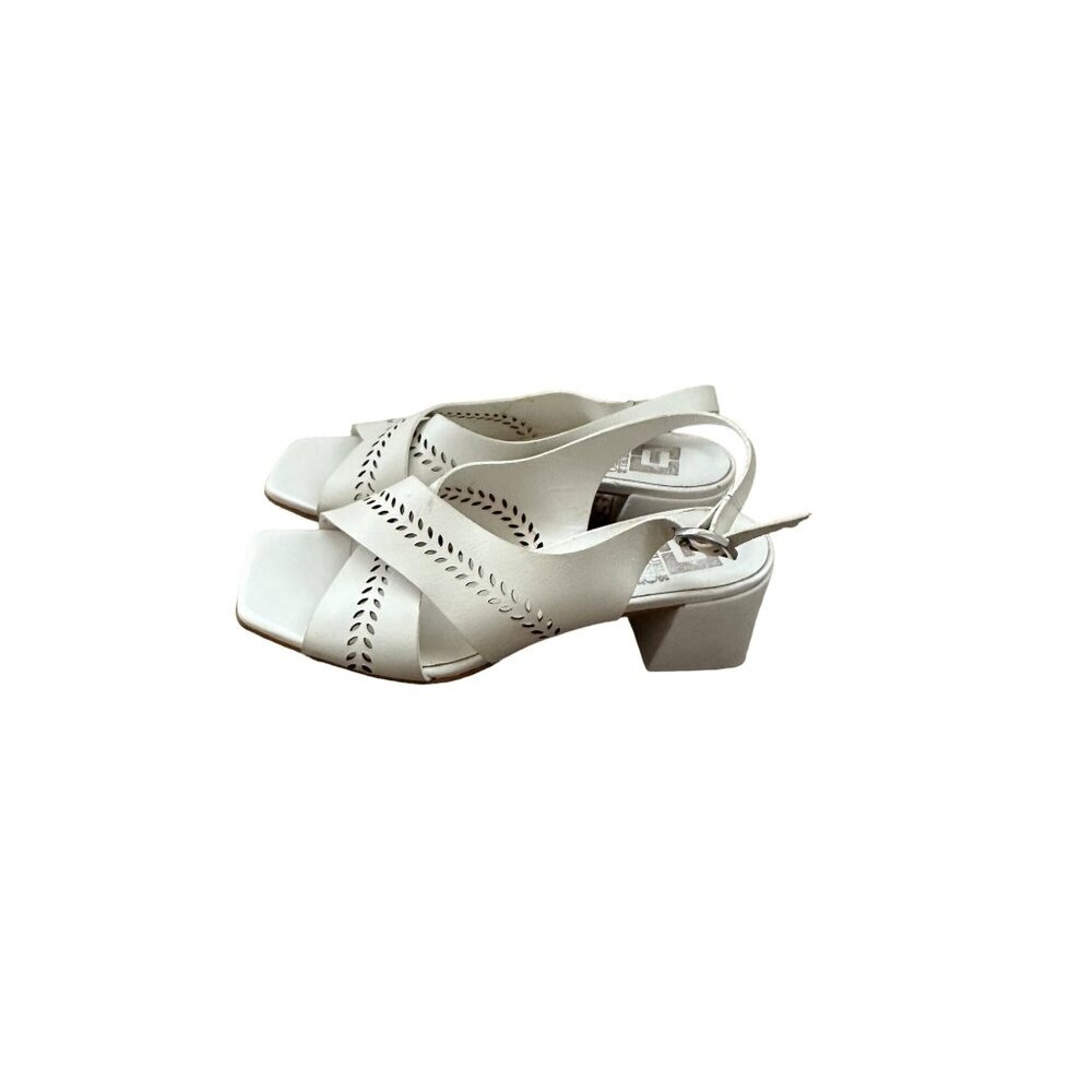 Emanuele Crasto Made in Italy White Leather Sandals Cutout Design With Flaw